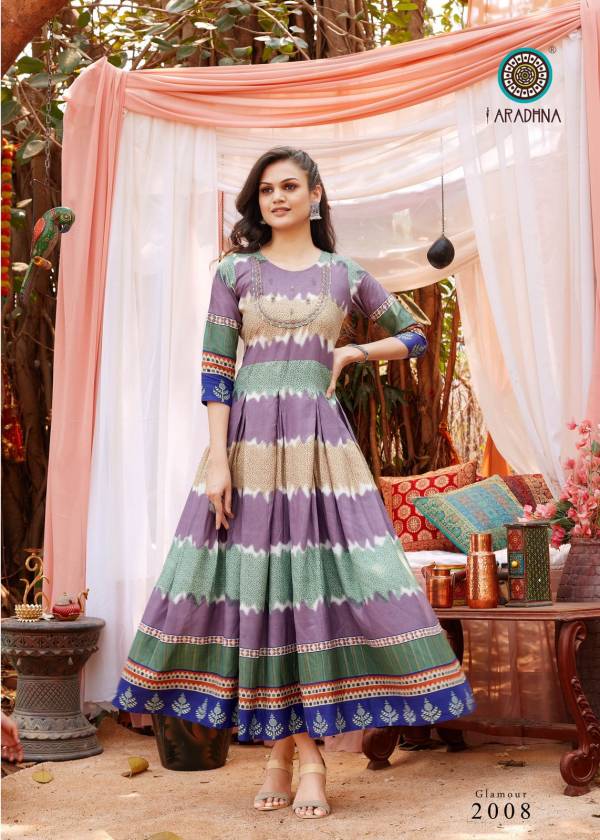 Aradhna Glamour 2 Fancy Wear Heavy Rayon Embroidery Anarkali Kurti Collection